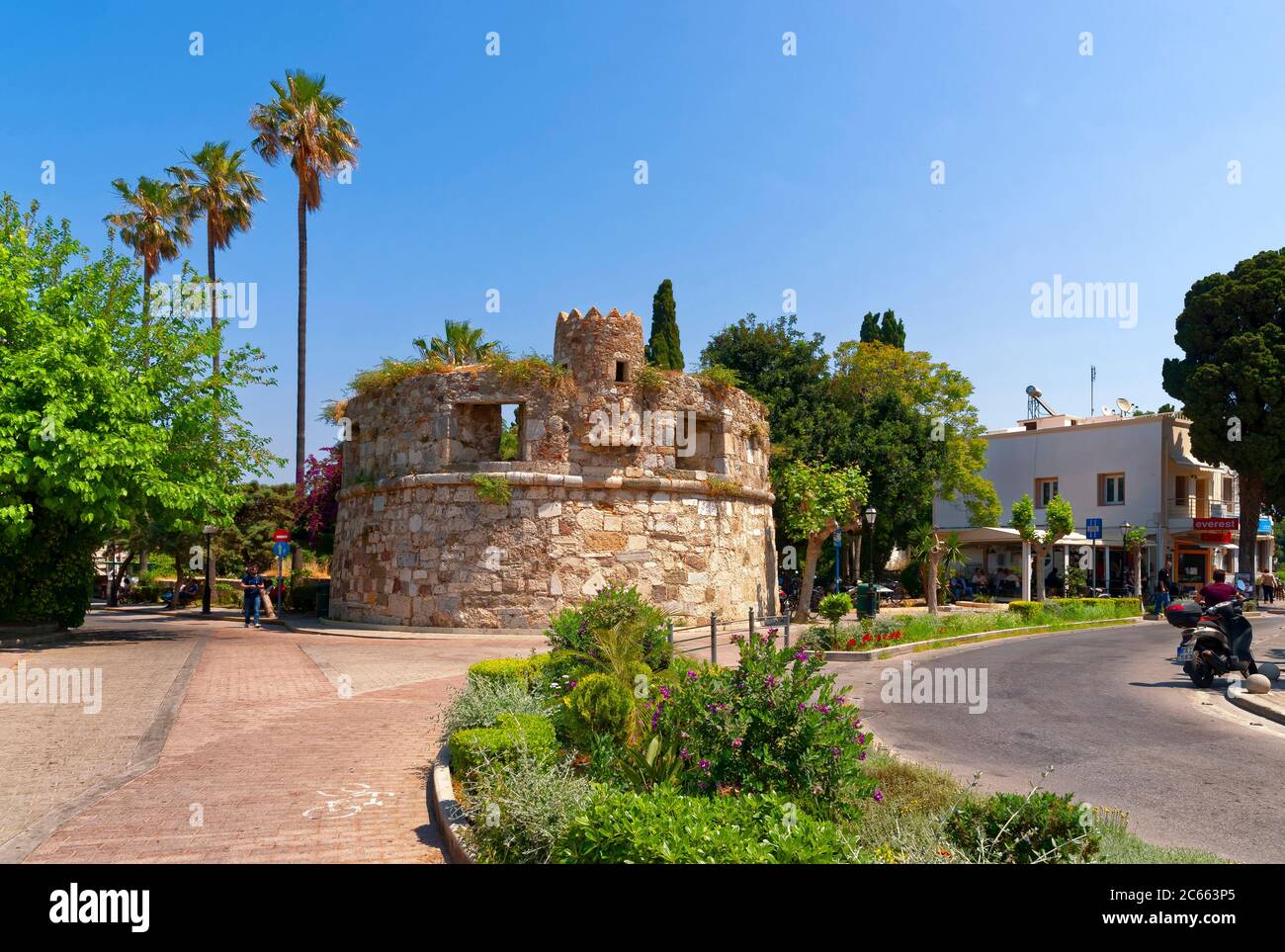 Medieval fortified tower, Kos Island, Greece, Europe Stock Photo