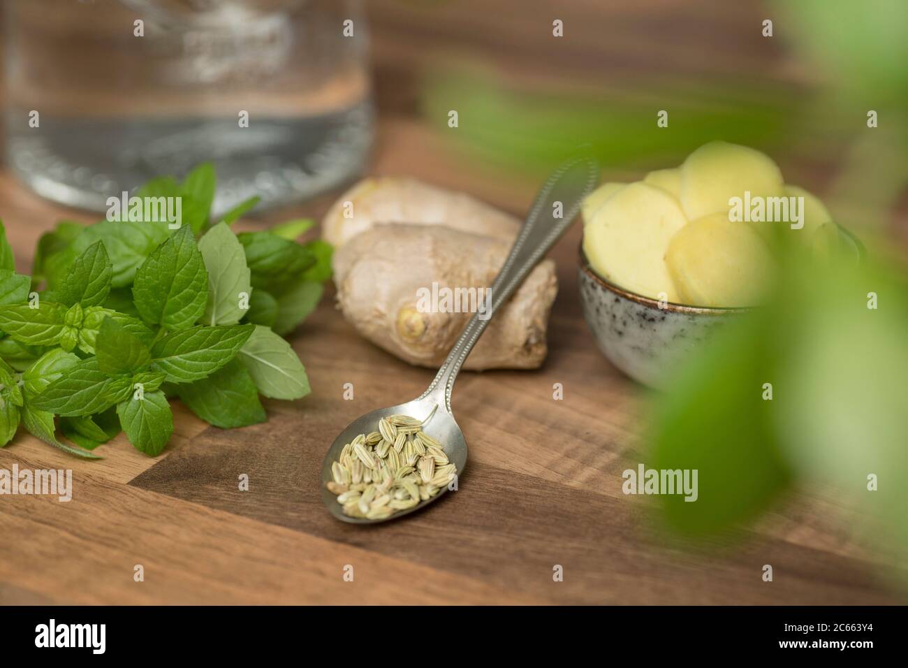Make your own Ayurveda drink: Ingredients Stock Photo