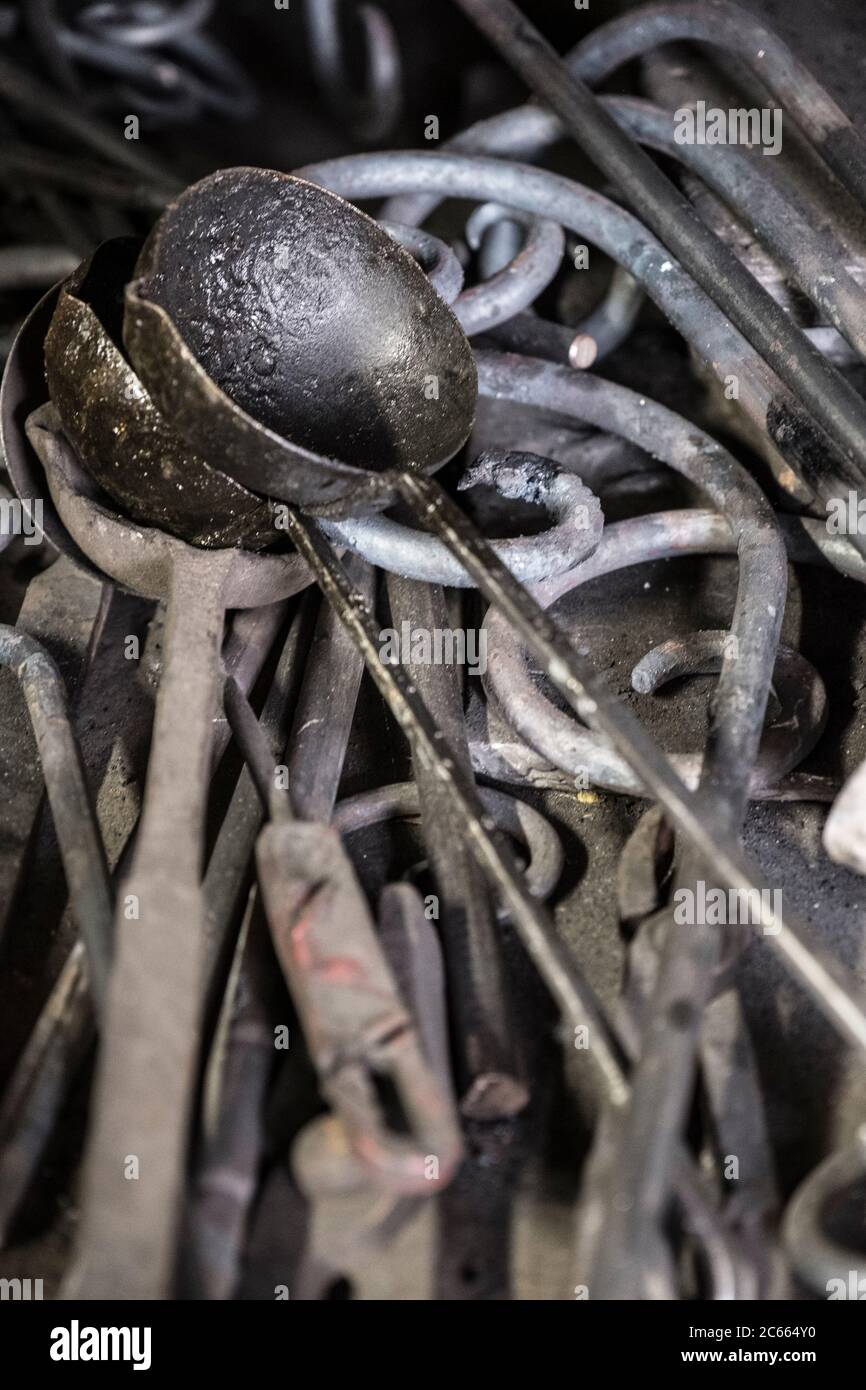 Utensils in an old smithy Stock Photo