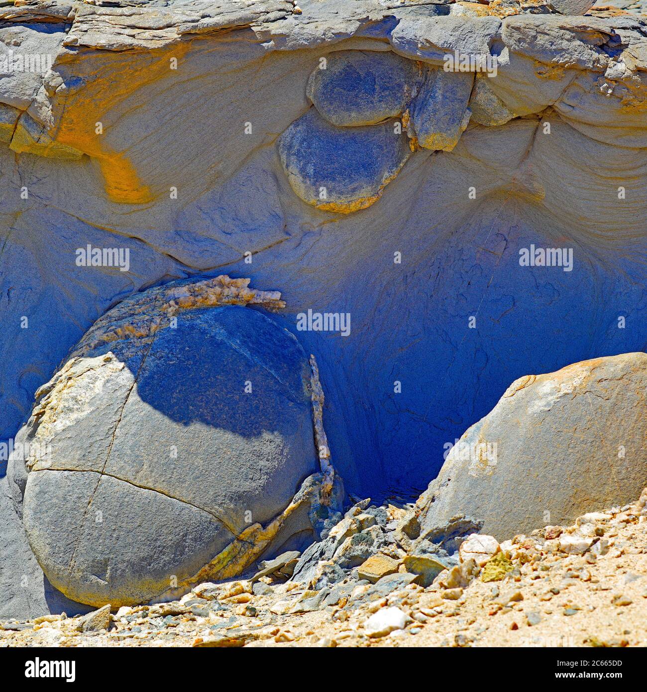 rocks, steep banks, sediments, rock balls, Namibia, Africa Stock Photo
