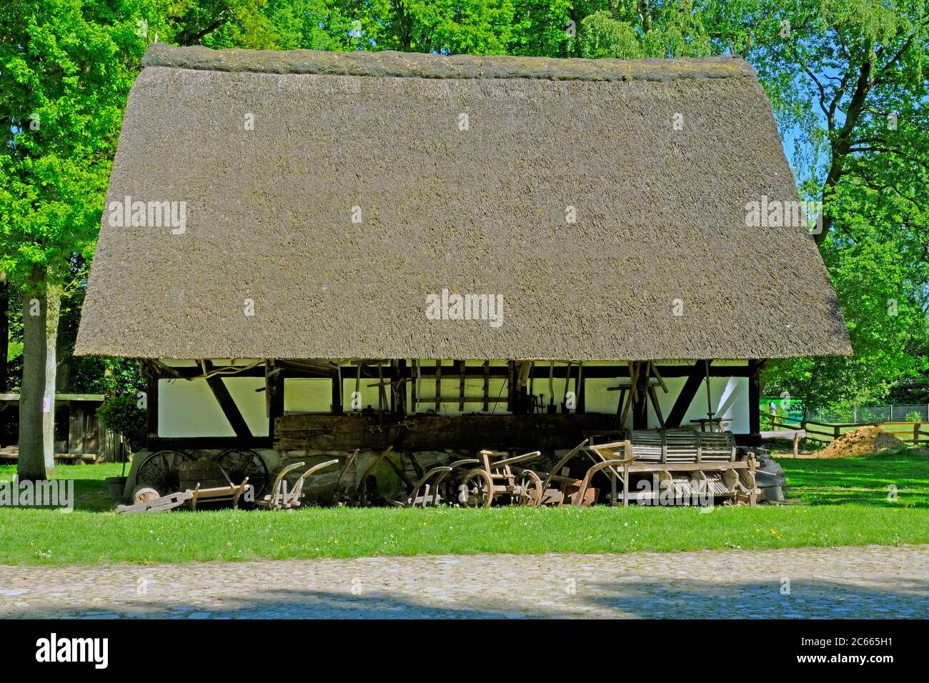 Germany, North Rhine-Westphalia, Rahden, court of museum, outbuilding Stock Photo