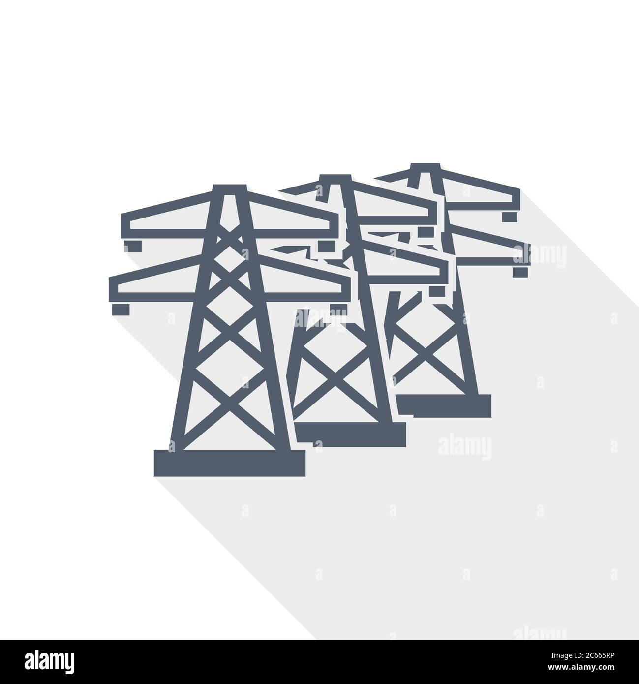 Power line, energy towers flat design vector icon Stock Vector