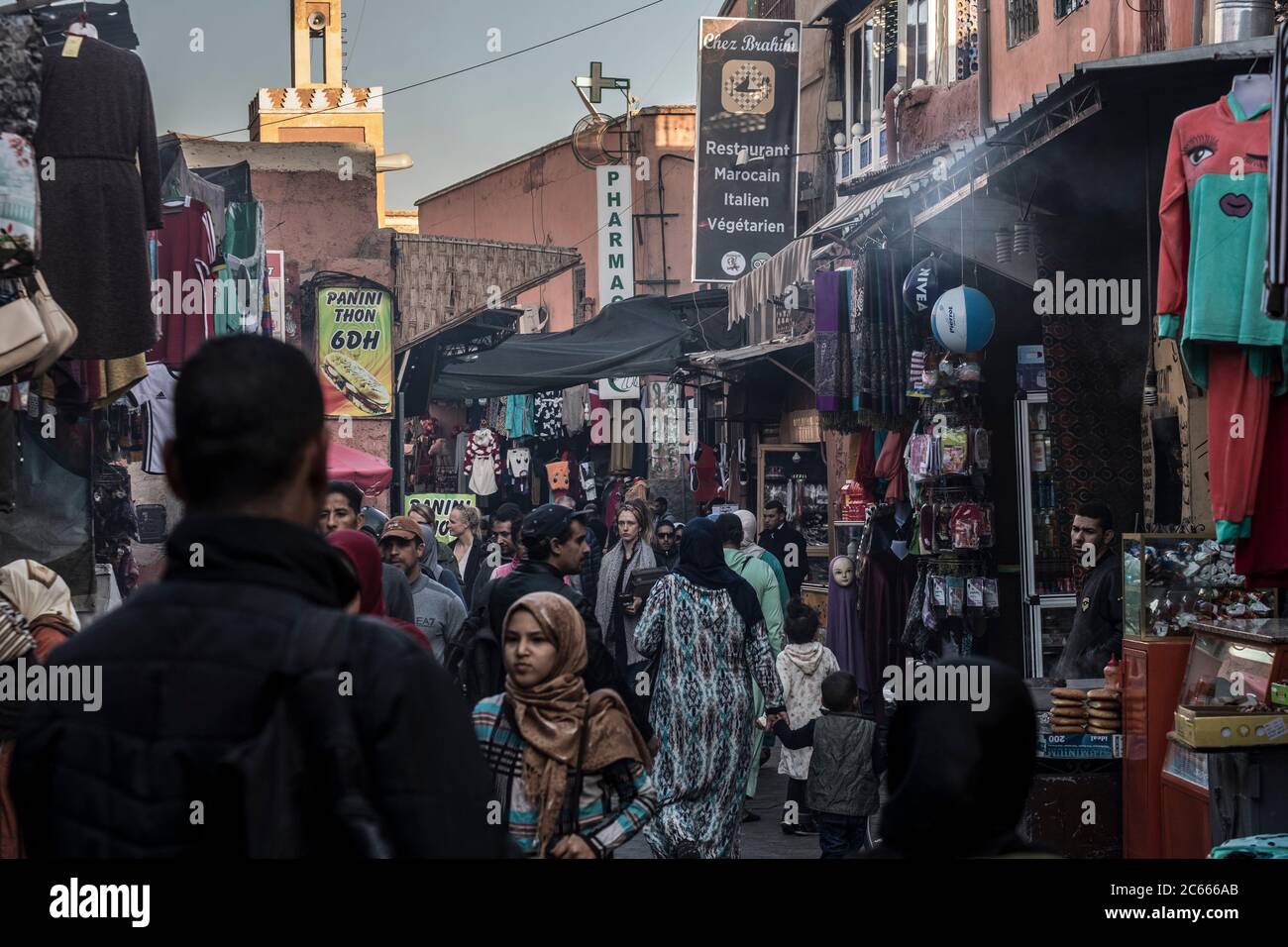 Alley in the souk in Marrakech, Morocco Stock Photo
