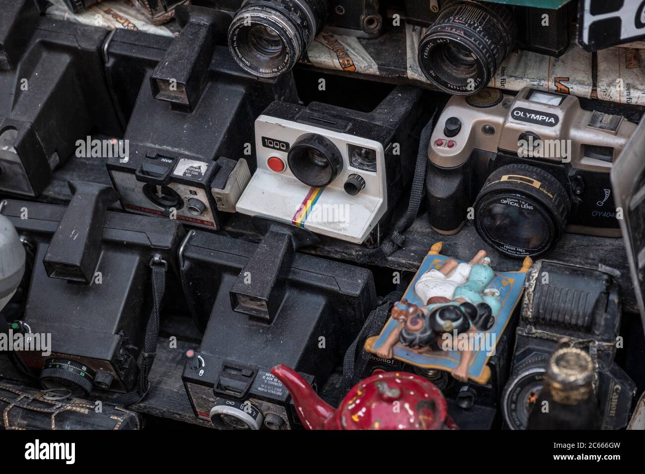 Junk shop for old cameras and signs in Marrakech, Morocco Stock Photo