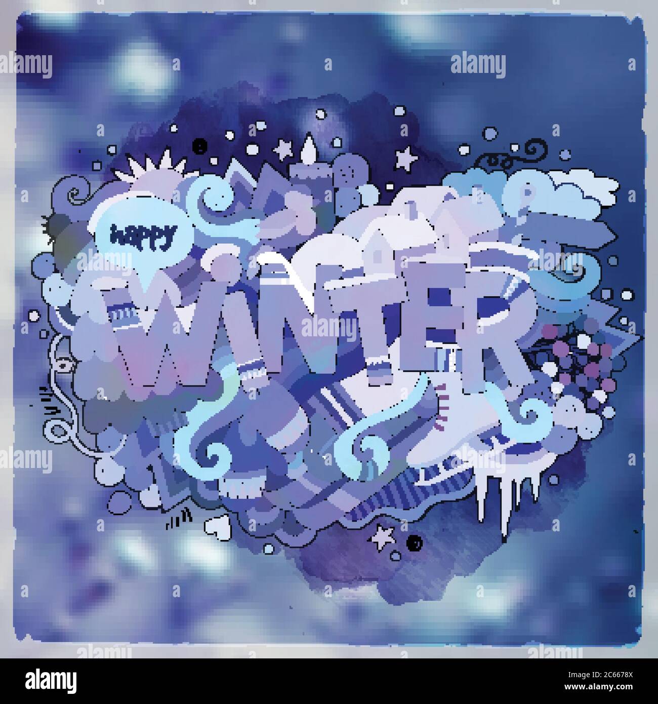 Winter hand lettering and doodles elements Stock Vector Image & Art - Alamy