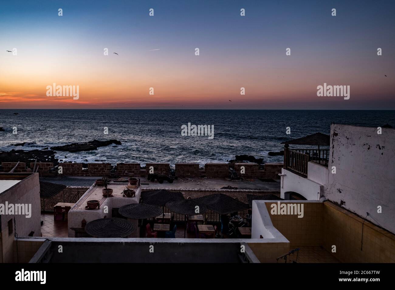 Sunset in Essaouira with Atlantic view Stock Photo