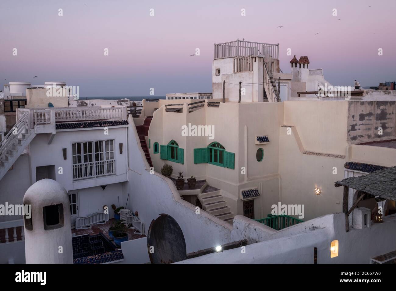 View over the roofs of the evening Essaouira Stock Photo
