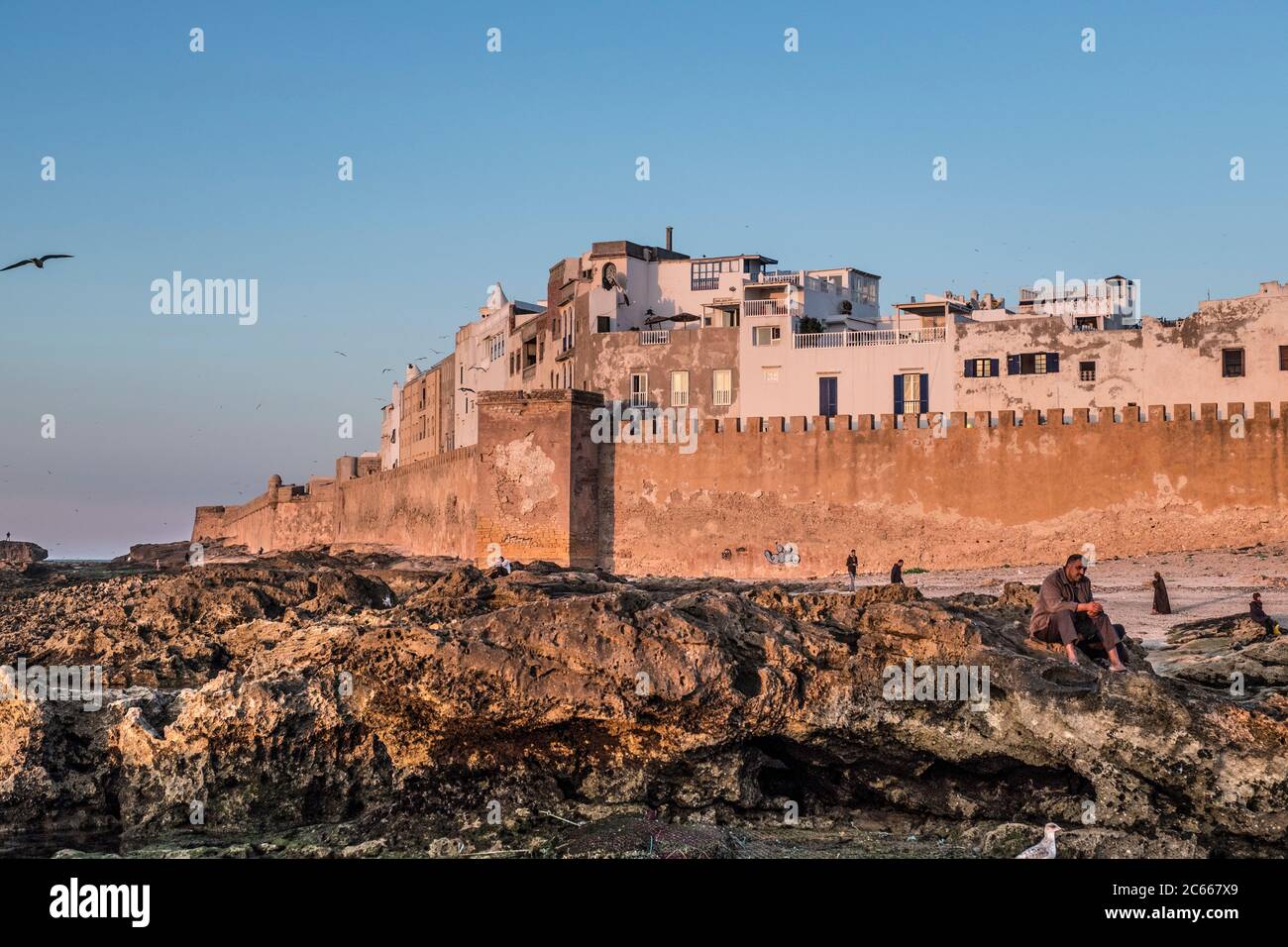 City wall and city view with coast of Essaouira Stock Photo