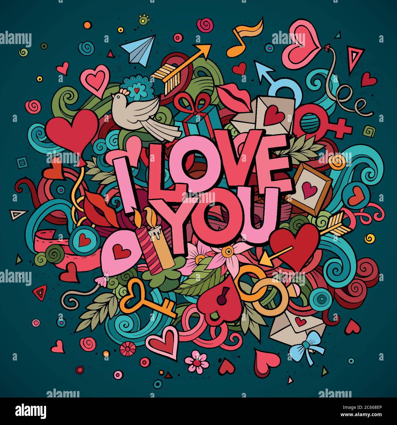 Cartoon vector hand drawn Doodle Love illustration Stock Vector Image ...
