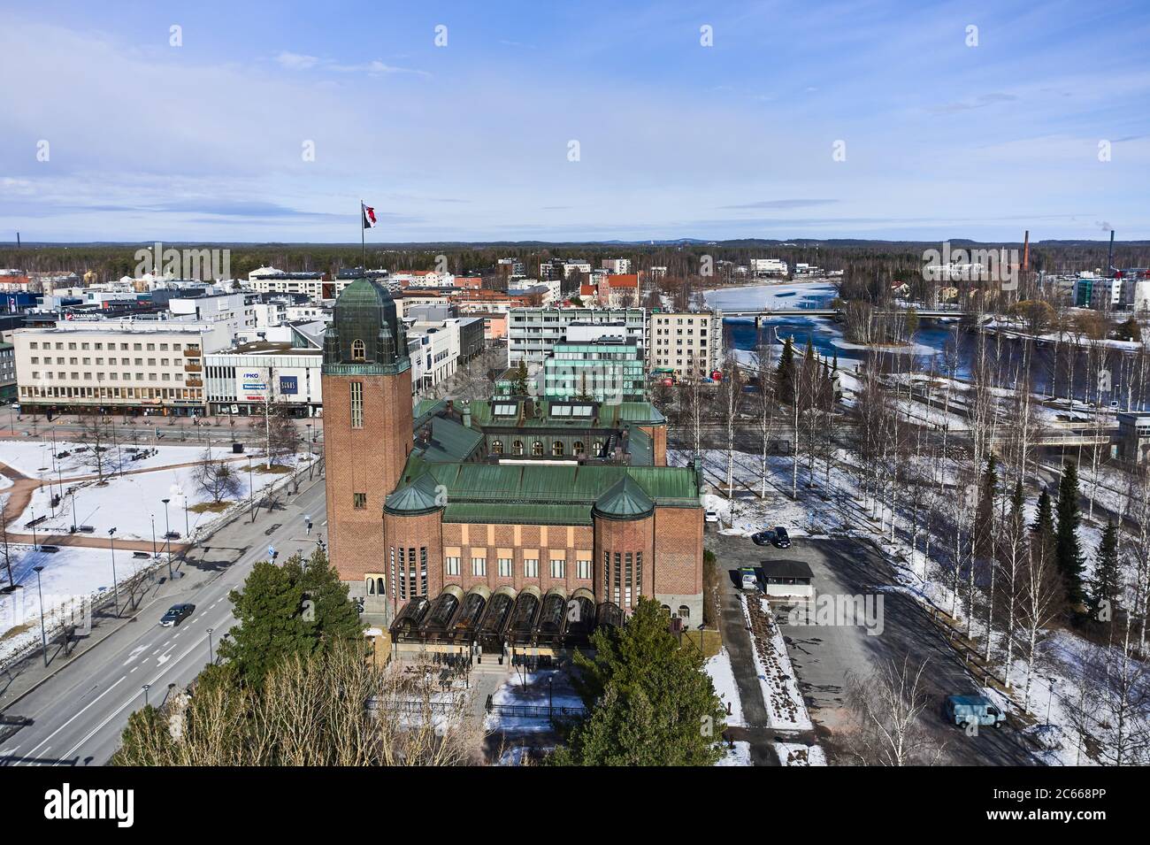 Joensuu, Finland - March 15, 2020: Aerial view of Joensuu City Hall Stock Photo