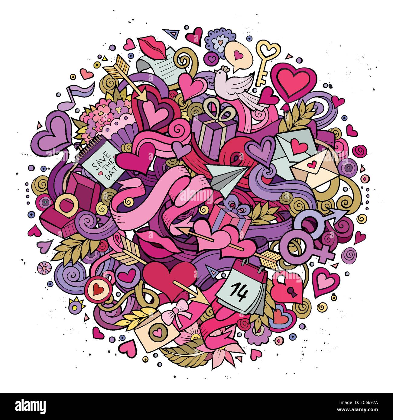 Cartoon vector hand drawn Doodle Love illustration Stock Vector Image ...