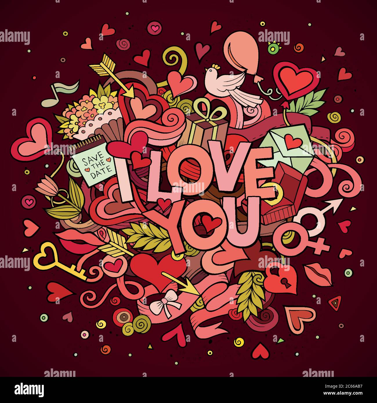 Cartoon vector hand drawn Doodle Love illustration Stock Vector Image ...