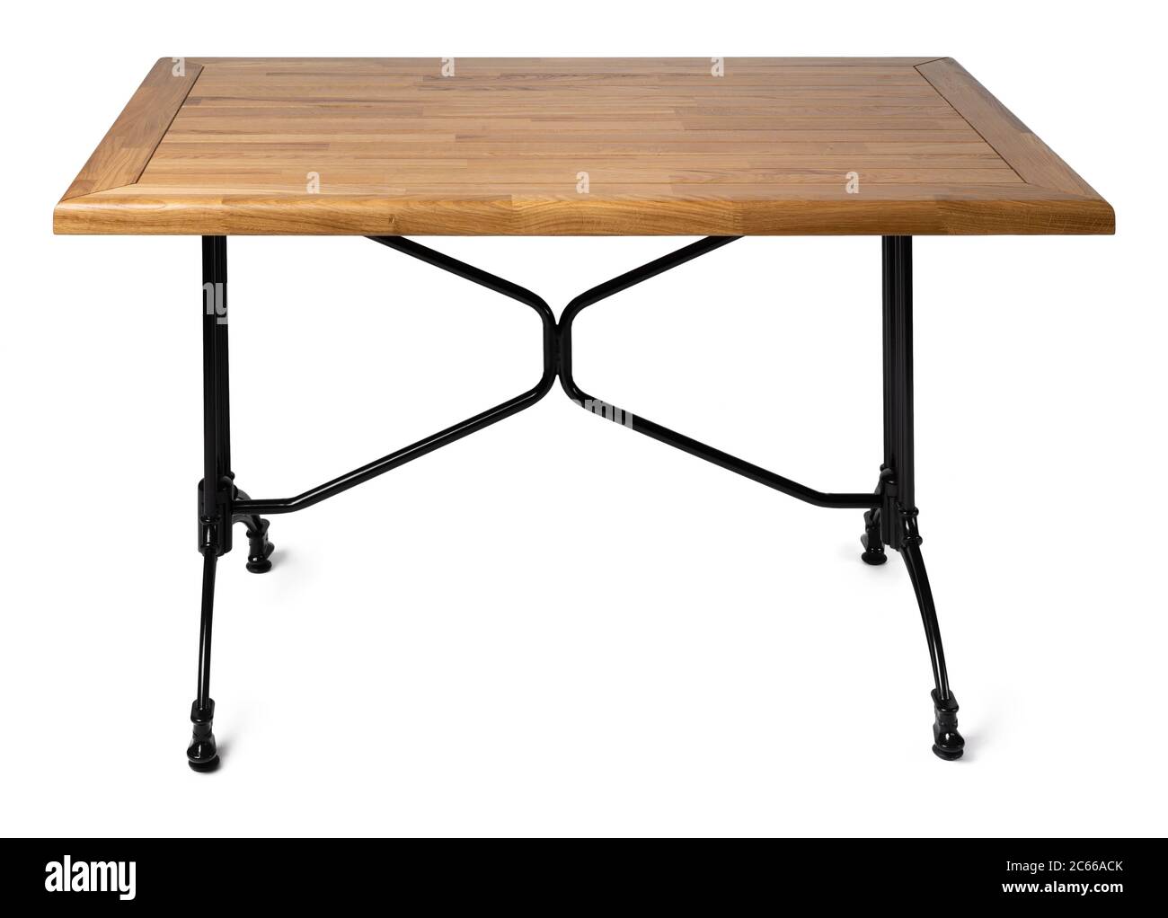 Wooden table with rectangle tabletop isolated on white Stock Photo - Alamy