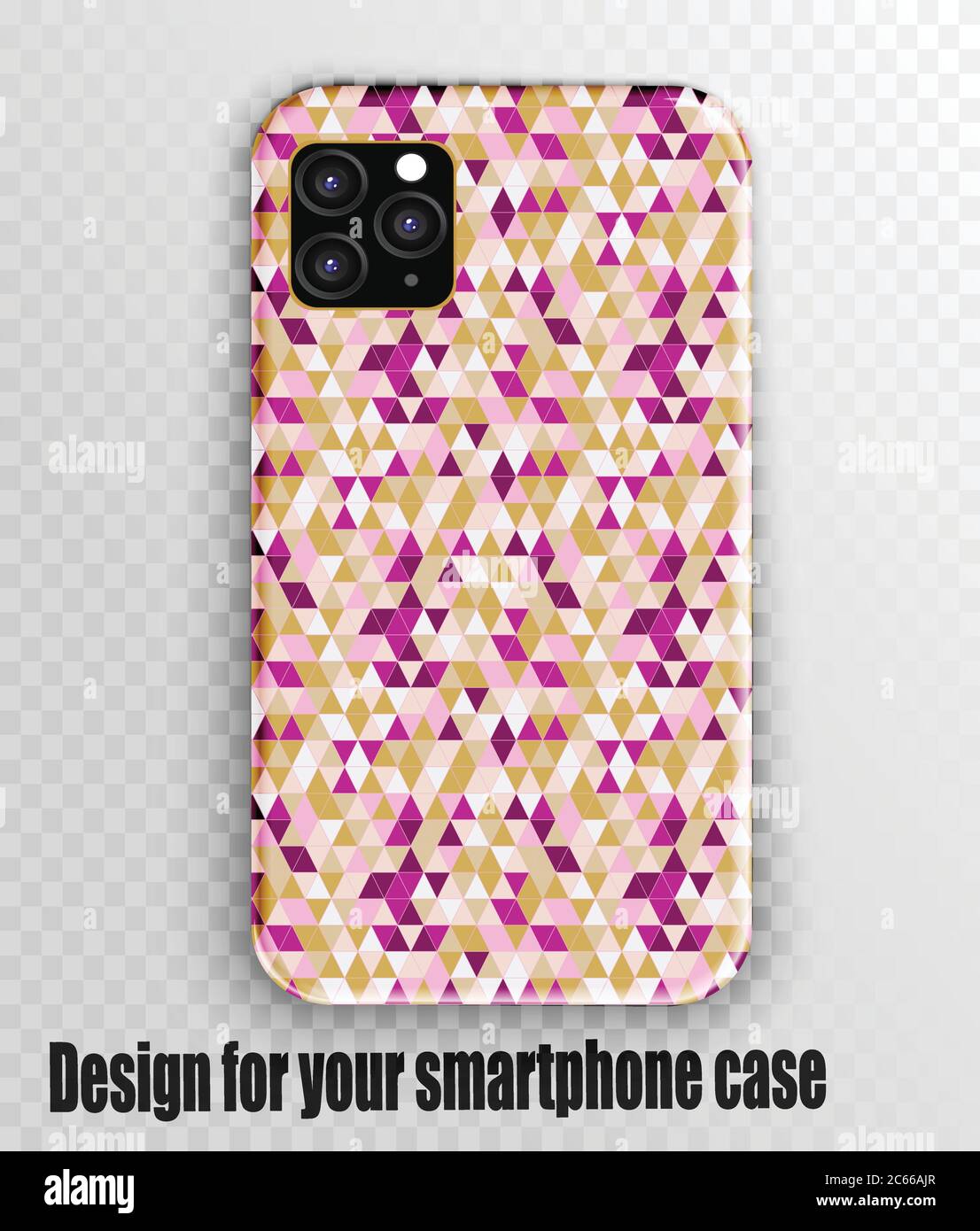 Phone case mockup. Memphis pattern background. Vector illustration Stock Vector