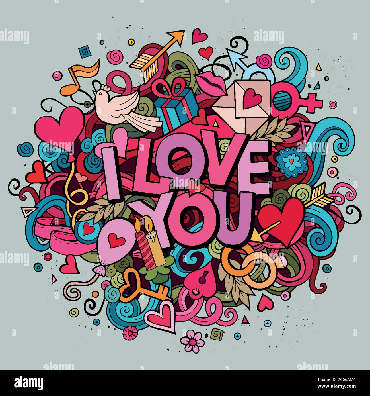Cartoon vector hand drawn Doodle Love illustration Stock Vector Image ...