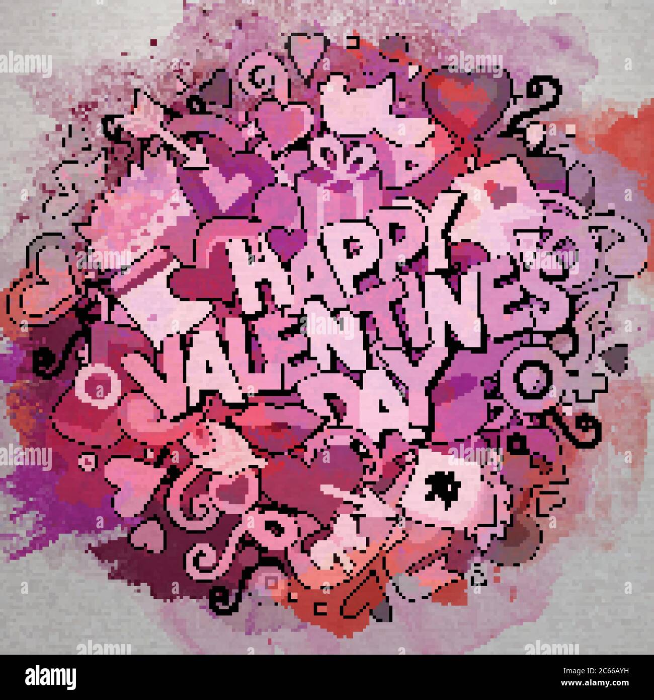 Cartoon vector hand drawn Doodle Happy Valentines Day Stock Vector ...