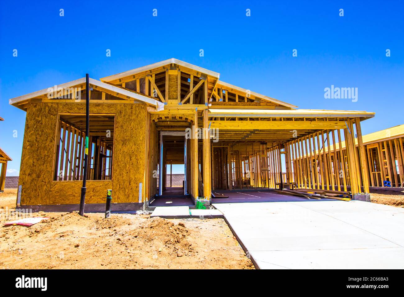 Brand New One Level Home Under Construction Stock Photo