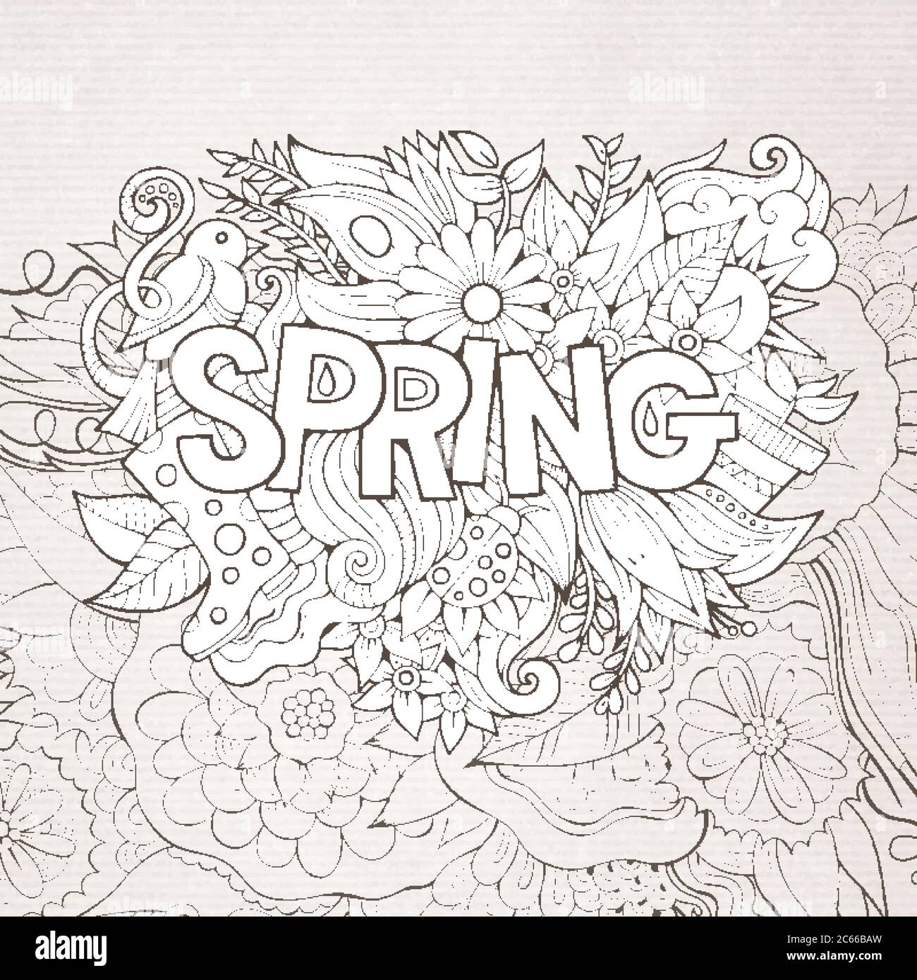 Spring hand lettering and doodles elements Stock Vector