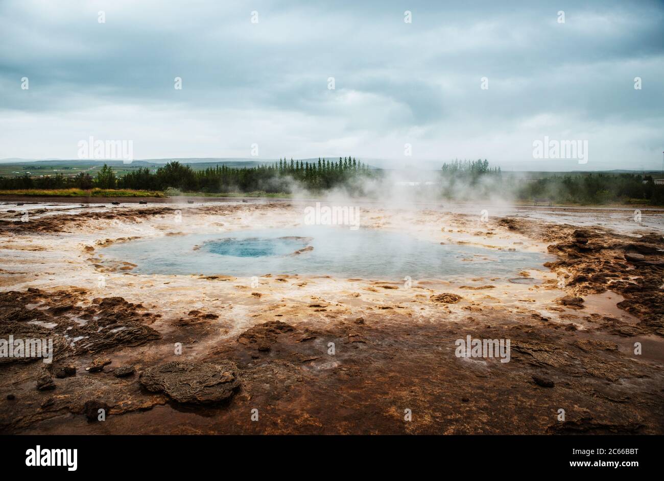 Geyser thermal spring, Haukadalur geothermal area, Golden Circle, Southern Iceland, Iceland, Scandinavia, Europe Stock Photo