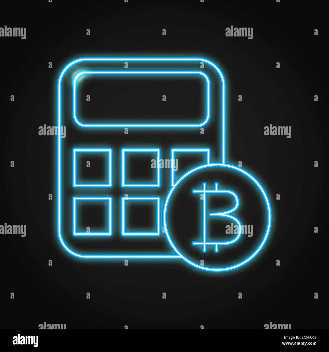 Bitcoin calculator icon in neon line style. Cryptocurrency counting symbol.  Vector illustration Stock Vector Image & Art - Alamy