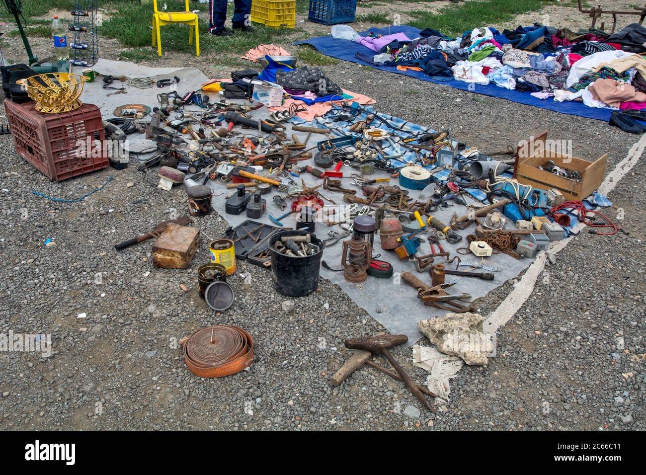 Zrenjanin, Serbia, July 04, 2020. Local flea market and sale of everything and everything. Stock Photo