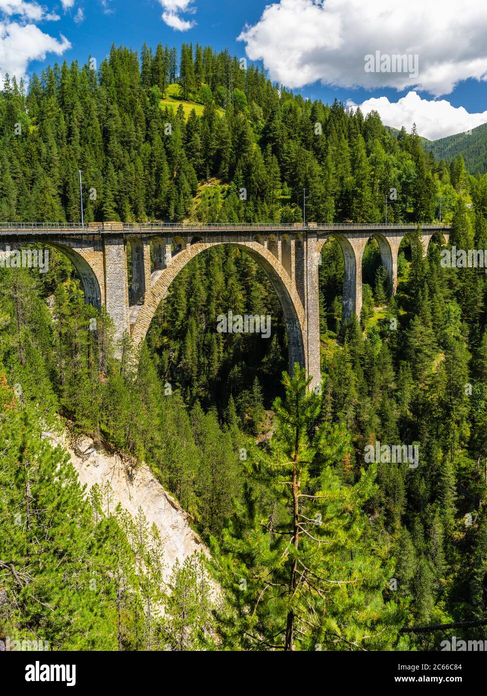 Wiesen Viaduct of the Rhaetian Railway, Grisons Stock Photo