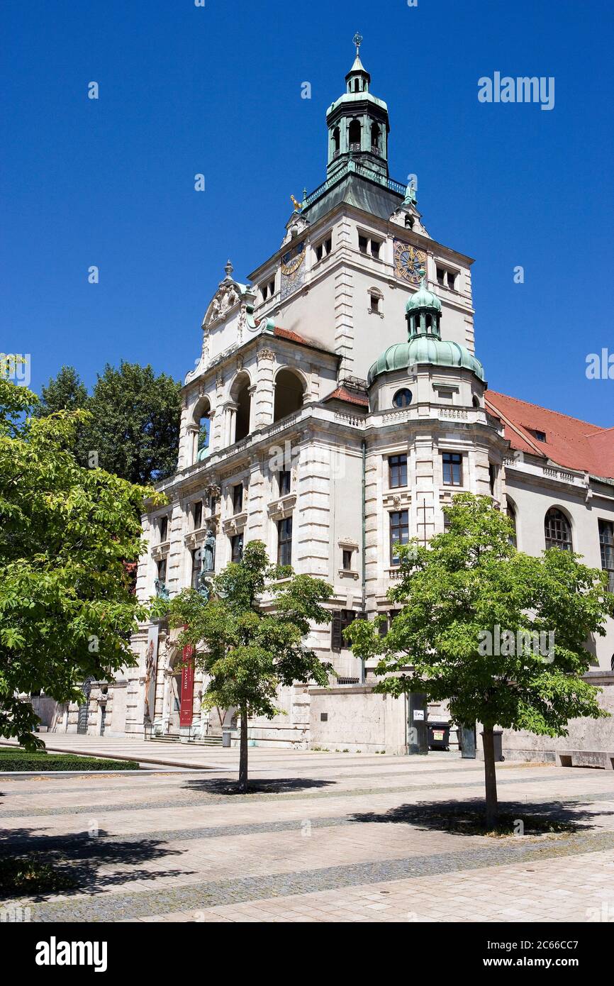 Munich, Bavarian National Museum, main part of the building complex, historical art collection and folklore collection from two centuries, museum founded in 1855, collection of international importance, by architect Gabriel von Seidl Stock Photo