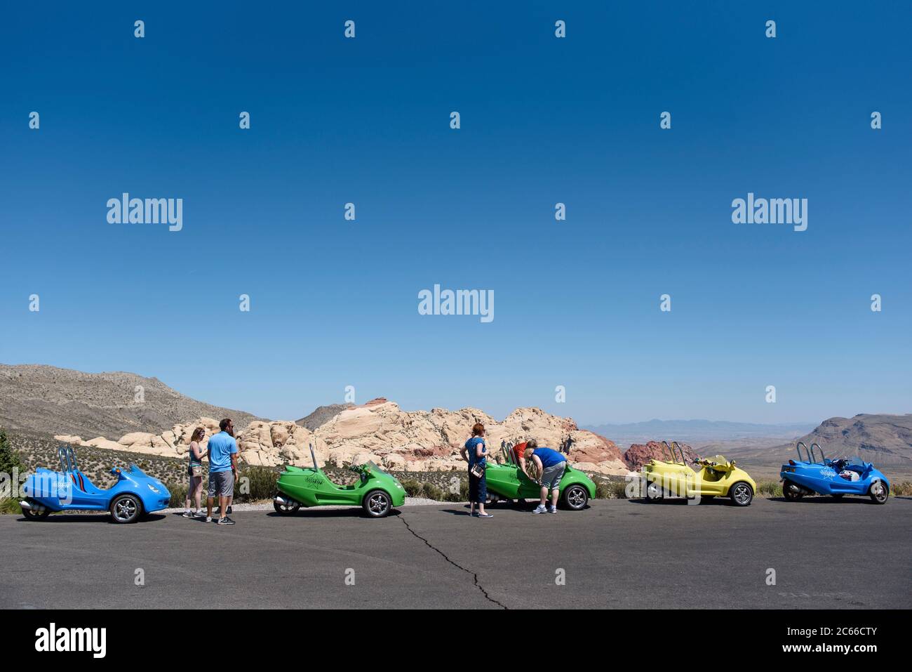Colourful cars at Red Rock Canyon near Las Vegas, Nevada, USA Stock ...