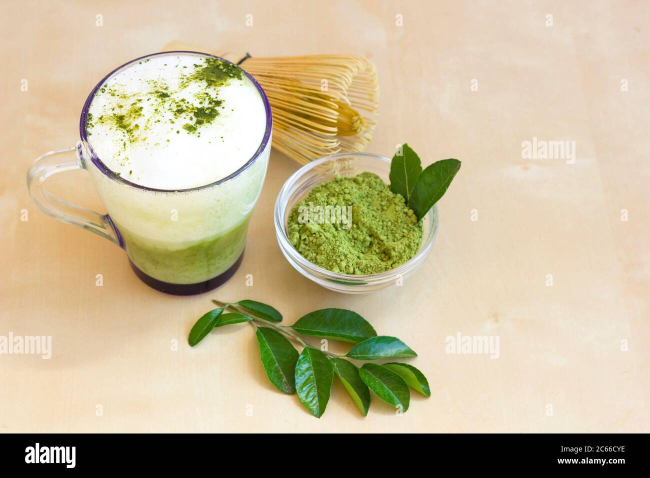 matcha tea cappuccino. Step 5 pour match and milk into a glass and