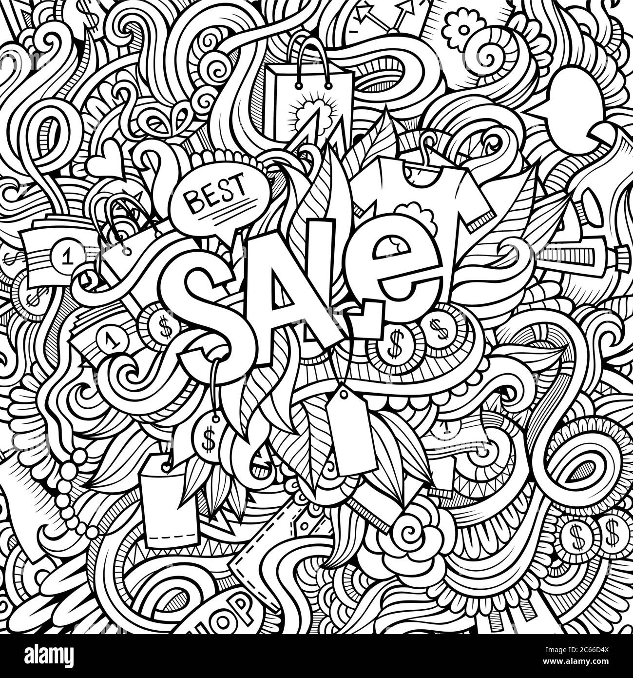 Sale hand lettering and doodles elements background Stock Vector Image ...