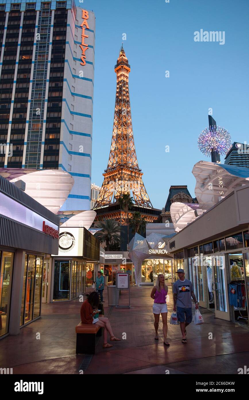 Paris Hotel and Casino with replica of Eiffel Tower in Las Vegas, Nevada, USA Stock Photo