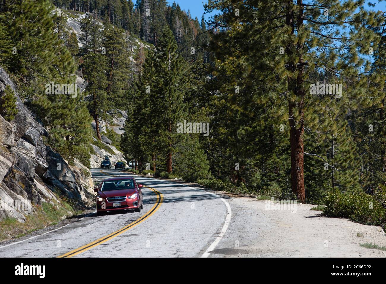 On the Road in Yosemite National Park in California, USA Stock Photo