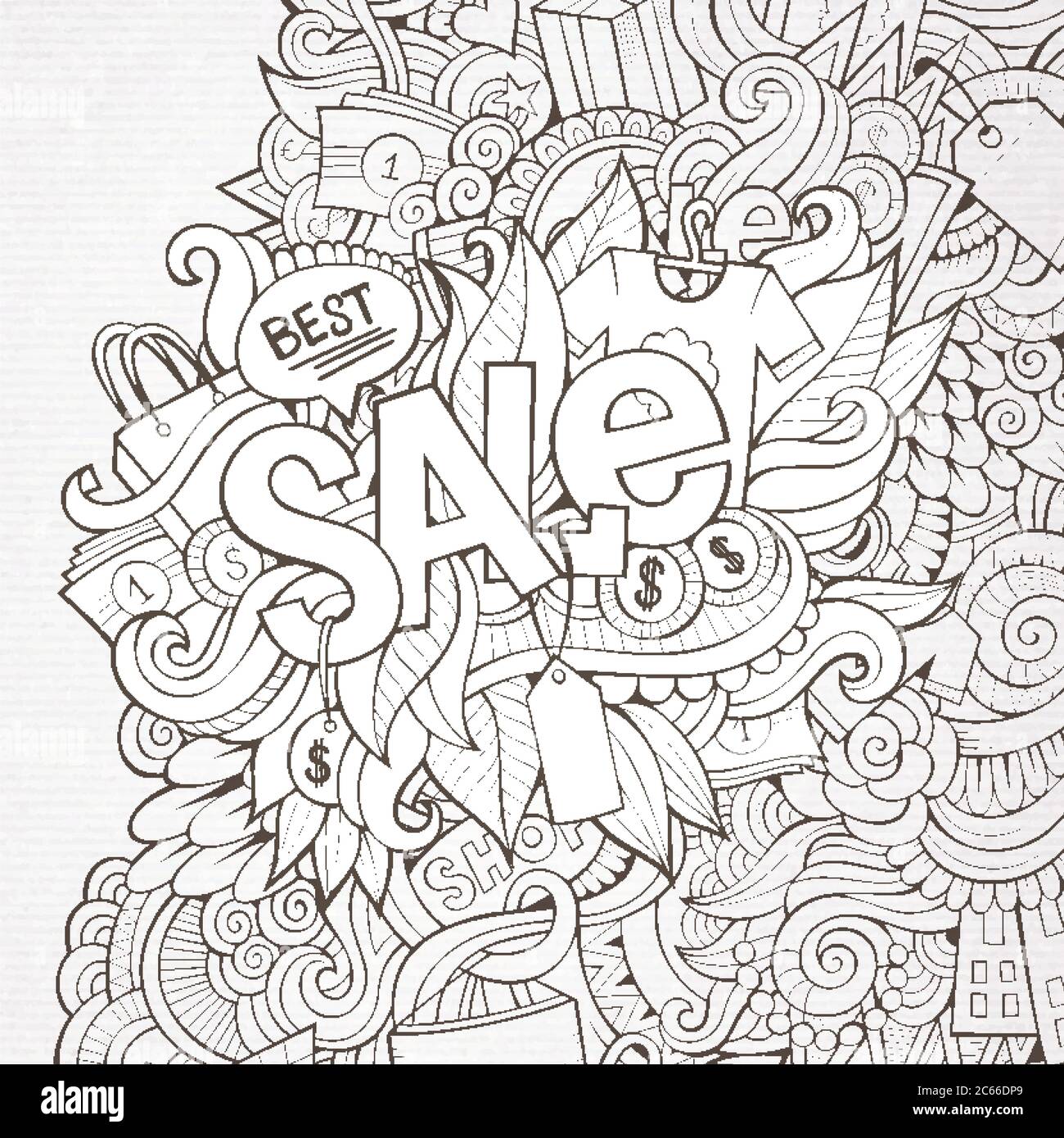 Sale hand lettering and doodles elements background Stock Vector Image ...
