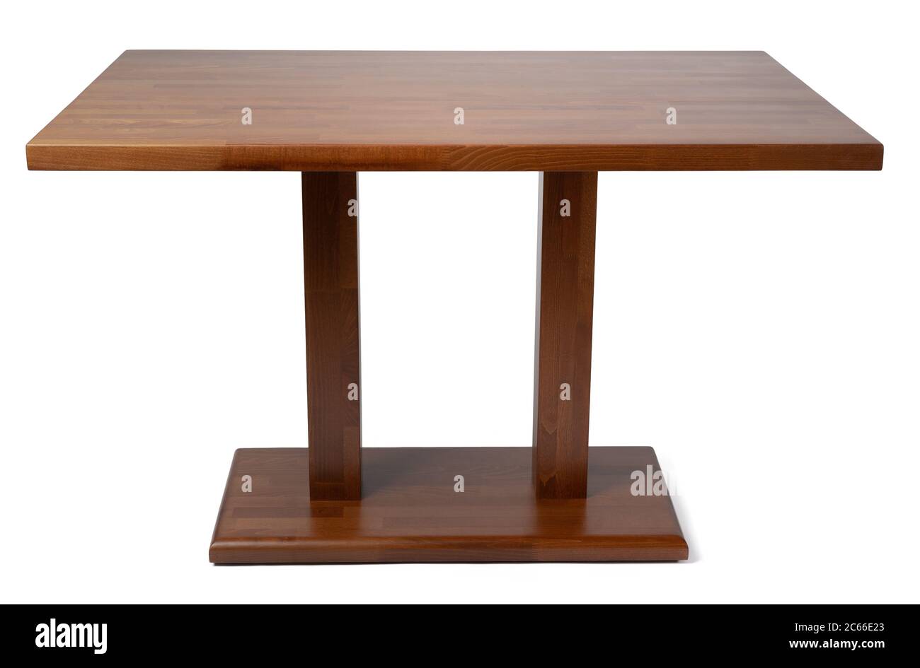Wooden table with rectangle tabletop isolated on white Stock Photo - Alamy