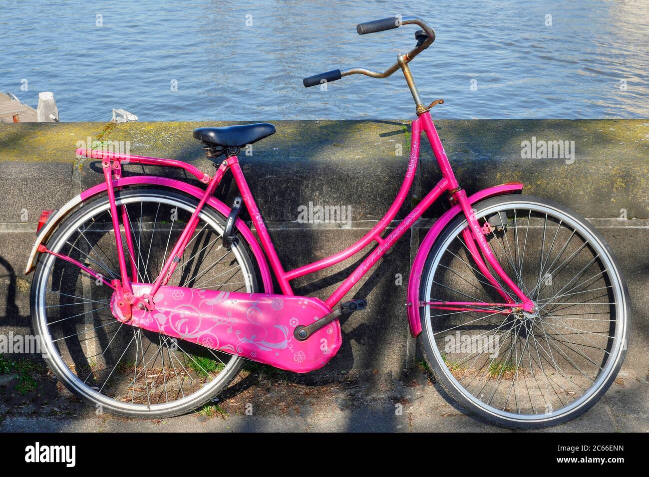 Pink bicycle, Amsterdam, North Holland, Netherlands Stock Photo - Alamy