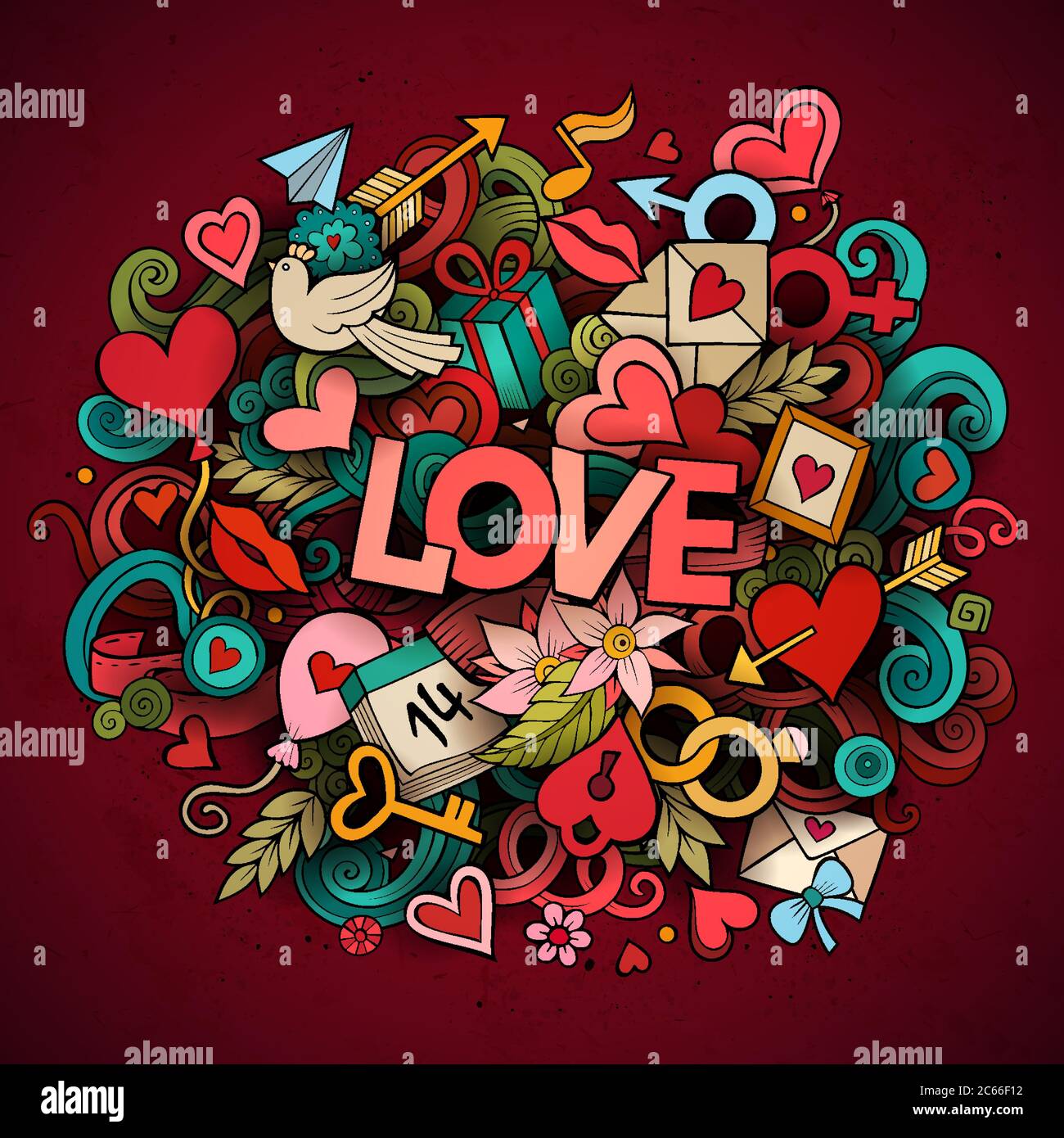 Cartoon vector hand drawn Doodle Love illustration Stock Vector Image ...