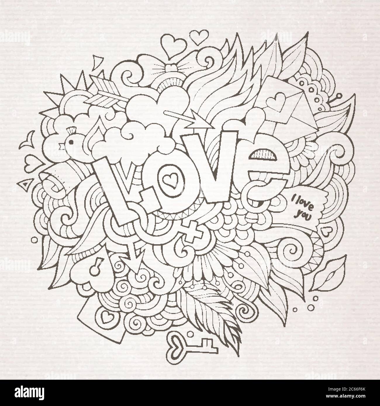 Love hand lettering and doodles elements sketch Stock Vector Image ...