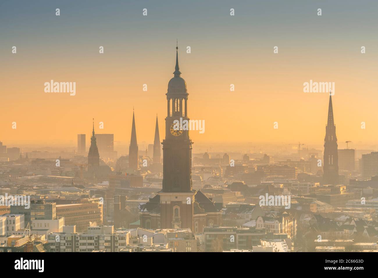 Germany, Hamburg, city centre, skyline, Saint Michael's Church, Michel, churches Stock Photo