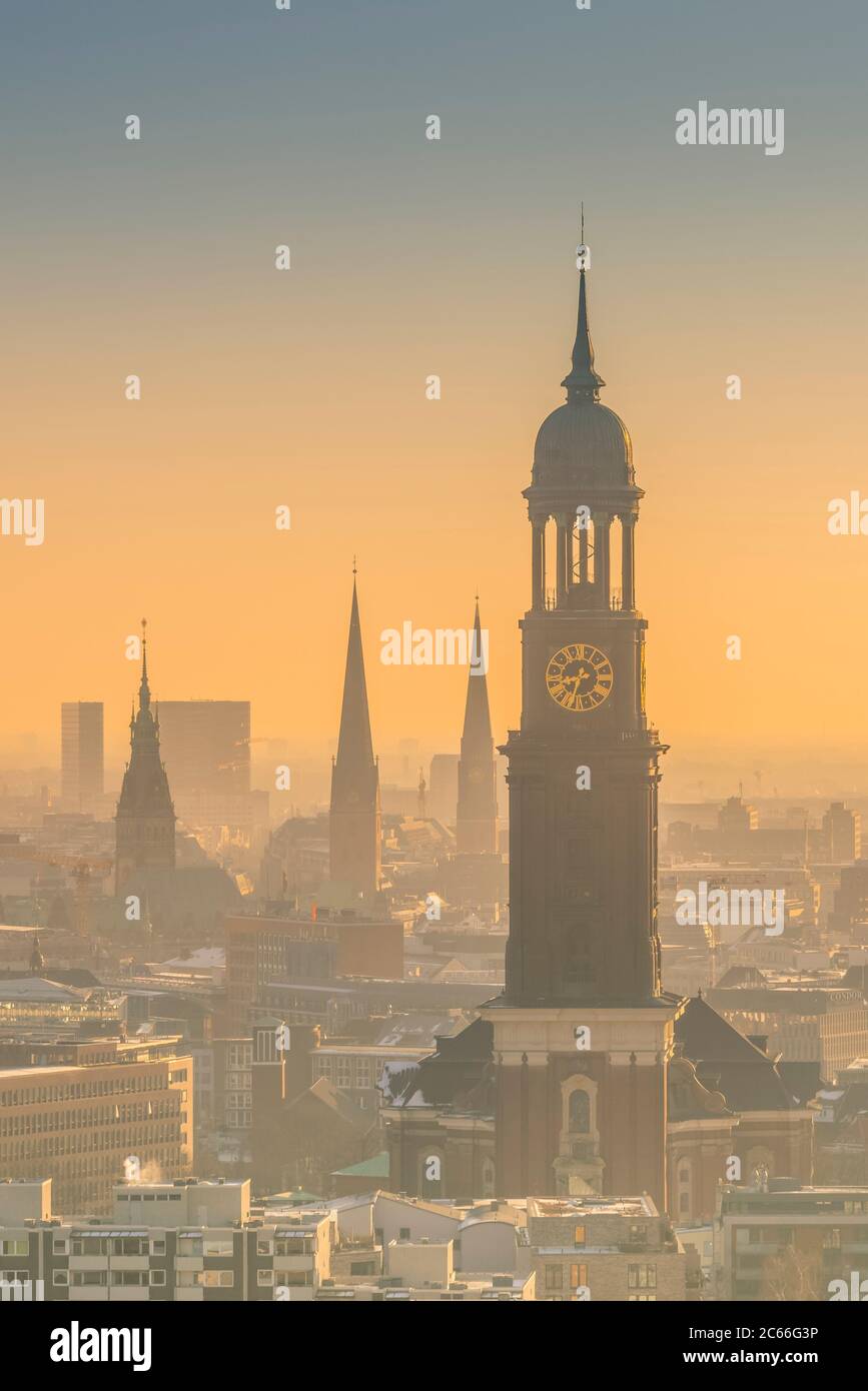 Germany, Hamburg, city centre, skyline, Saint Michael's Church, churches Stock Photo