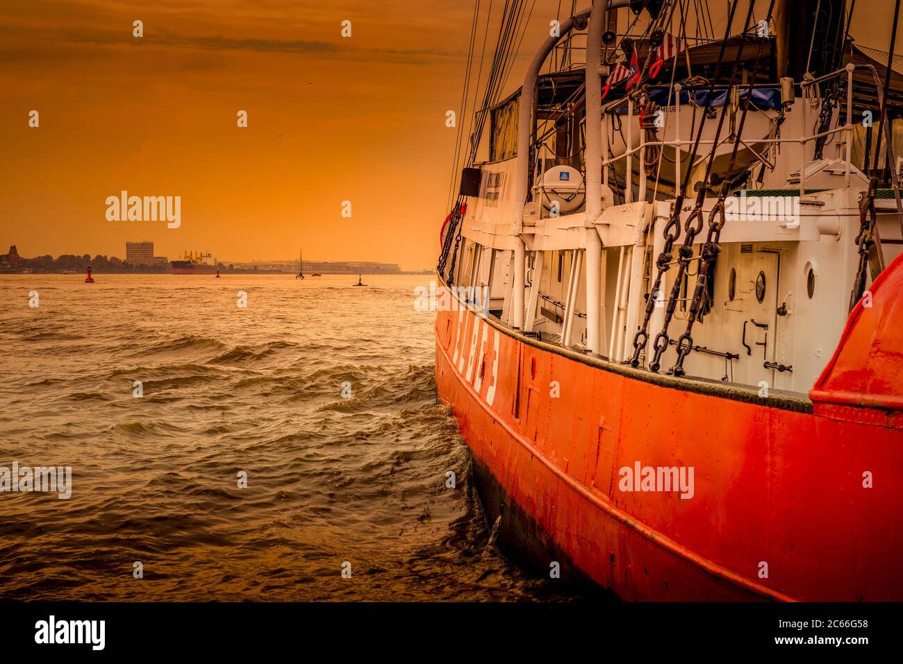 Germany, Hamburg, harbour, Elbe River, museum harbour, Övelgönne, Augustinum Stock Photo