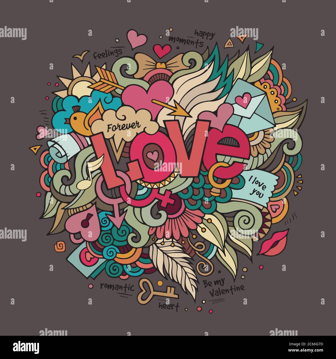 Love hand lettering and doodles elements Stock Vector Image & Art - Alamy