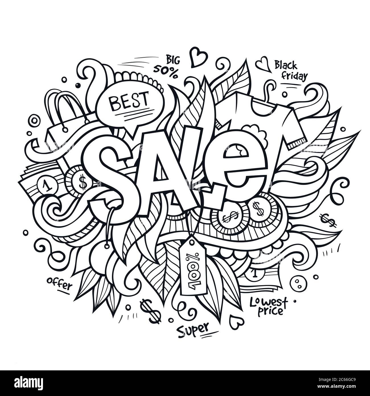Sale hand lettering and doodles elements Stock Vector Image & Art - Alamy