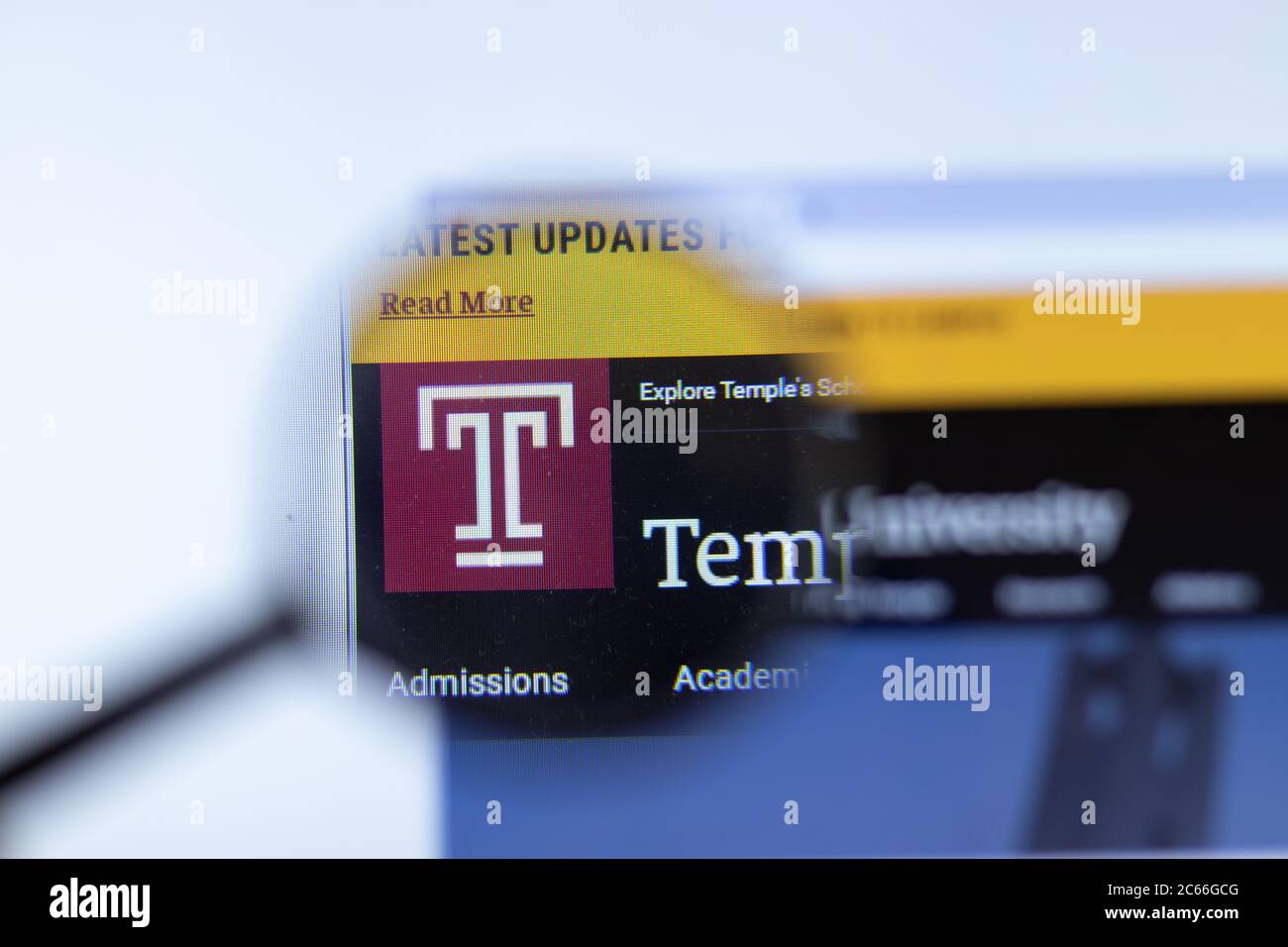 Moscow, Russia - 1 June 2020: Temple University website with logo, Illustrative Editorial Stock Photo