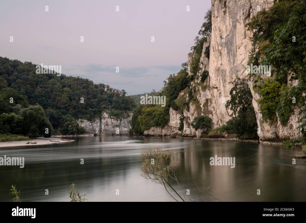 Weltenburg Narrows near Weltenburg Abbey in the evening Stock Photo