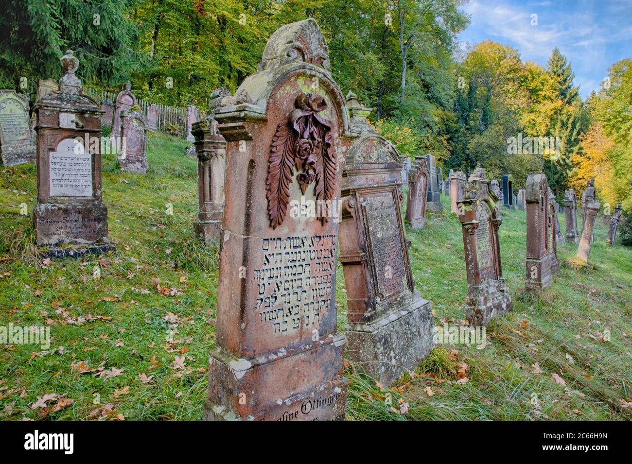 Jewish cemetery, Buttenhausen, Swabian Jura, Baden-Wuerttemberg, Germany Stock Photo