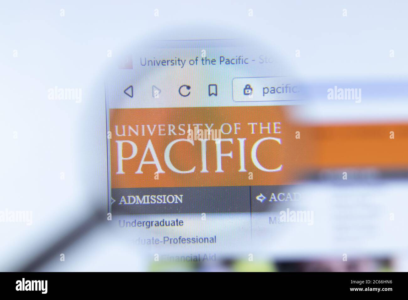 Moscow, Russia - 1 June 2020: University of the Pacific website with logo, Illustrative Editorial Stock Photo