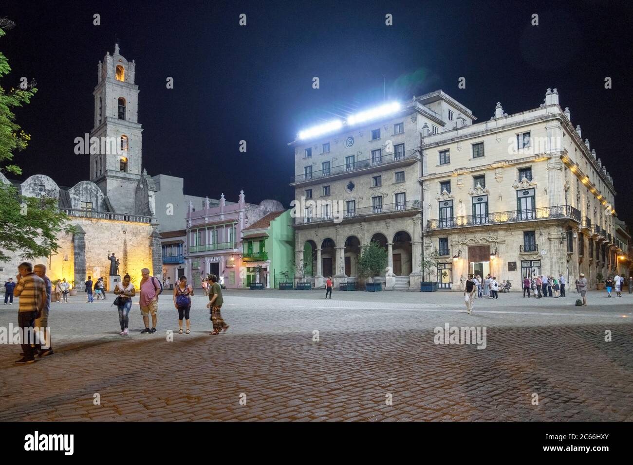 Cuba, Havana, Plaza de San Francisco de Asis Square Stock Photo