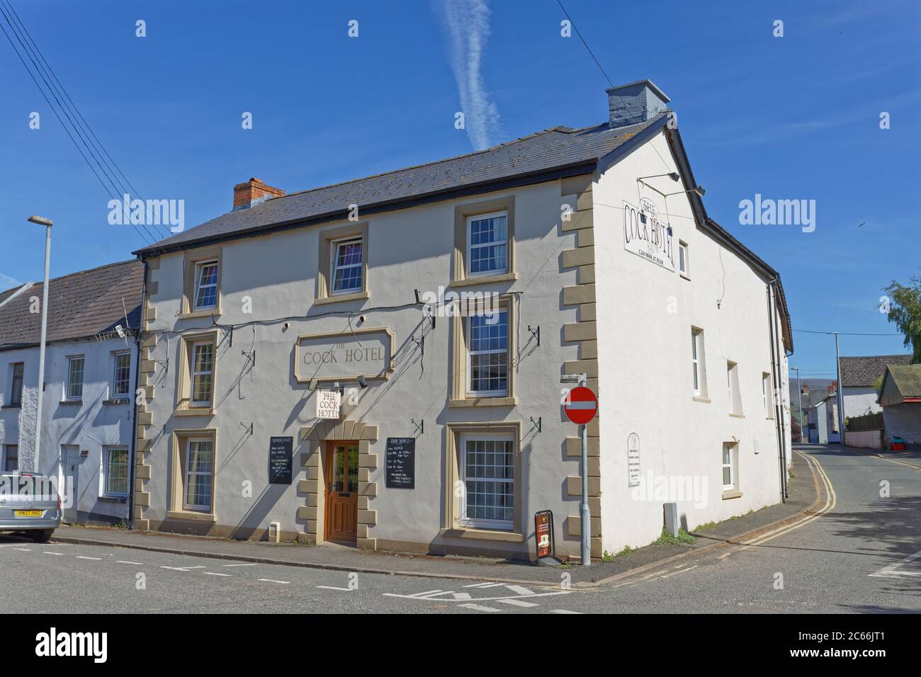 The Cock Hotel in the village of Bronllys in Powys, Wles, UK. Tuesday 19 May 2020 Stock Photo