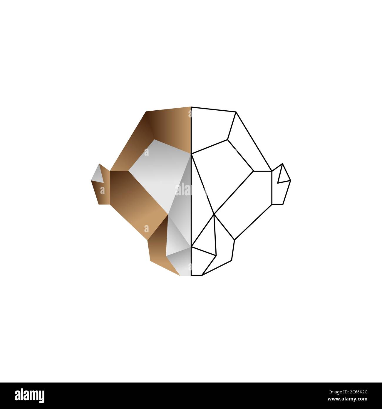 origami monkey color line vector design template illustration Stock Vector