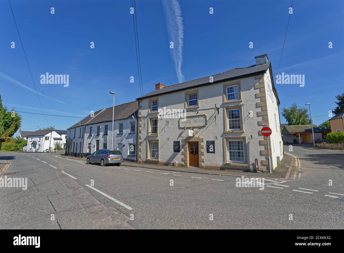 The Cock Hotel in the village of Bronllys in Powys, Wles, UK. Tuesday 19 May 2020 Stock Photo